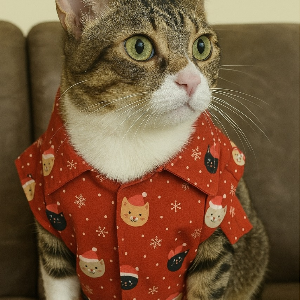 15 Furries Snowy Shirts for Cats (Red)