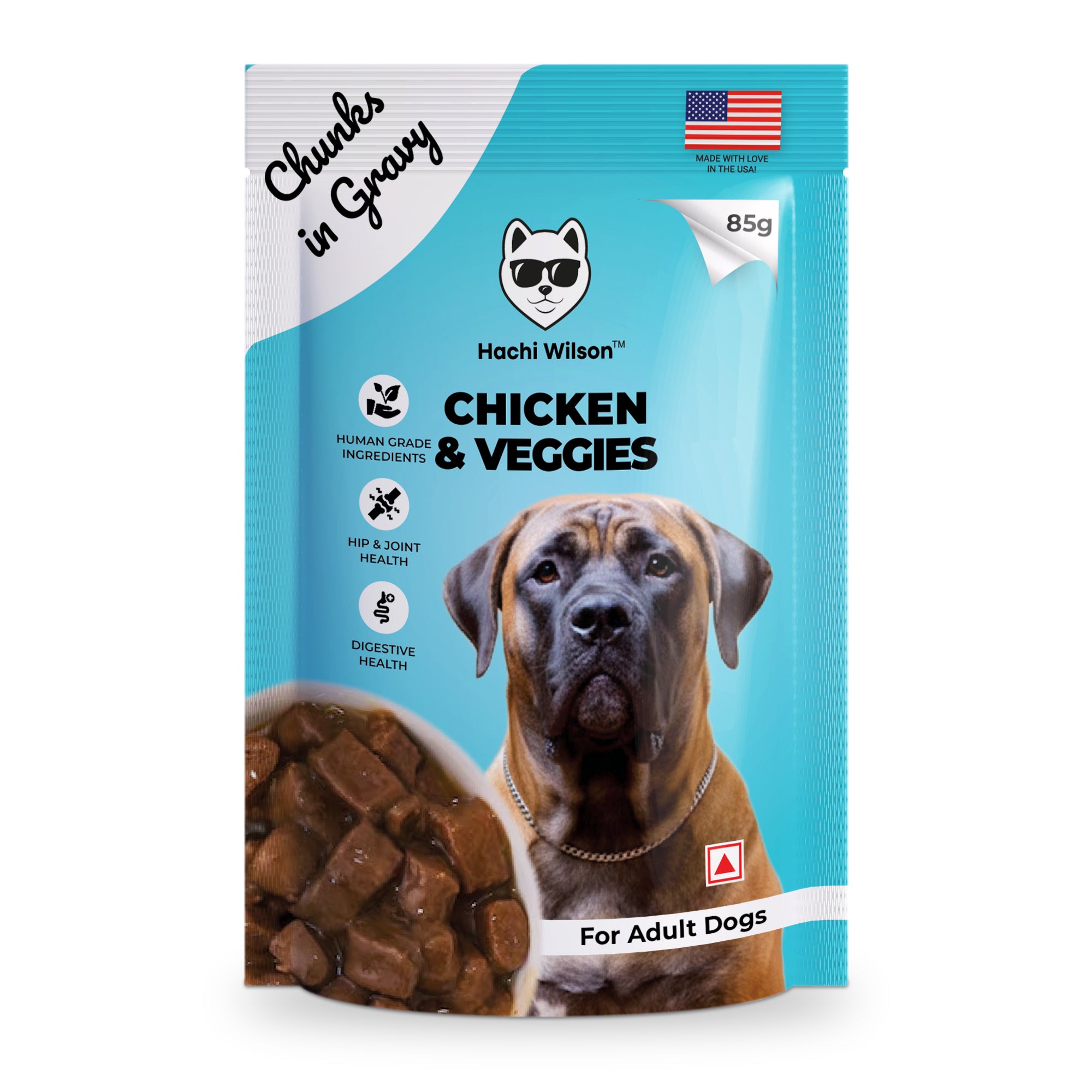 Hachi Wilson Premium Chicken & Veggies with Chunks in Gravy Dog Wet Food image 2