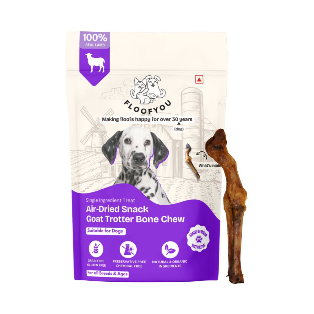 FloofYou Air Dried Goat Trotter Bone Chew Dog Treats