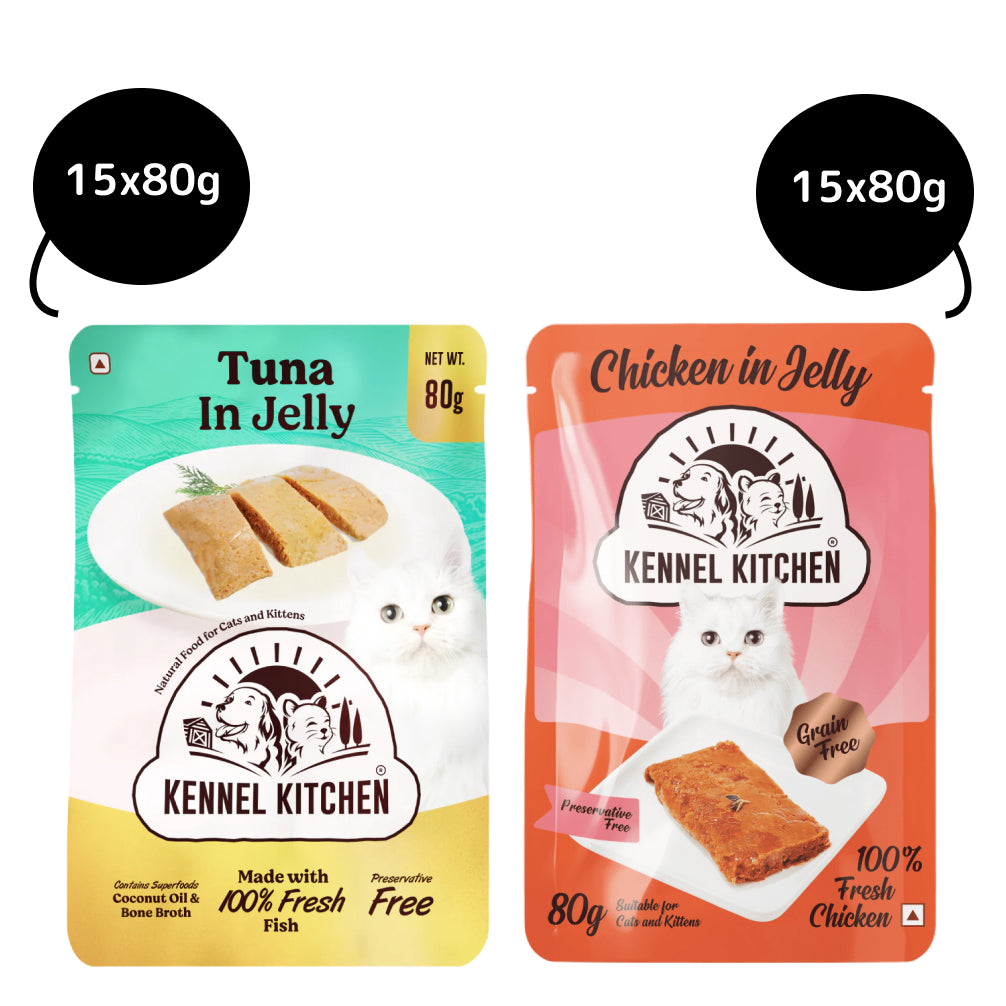 Kennel Kitchen Tuna in Jelly and Chicken in Jelly Kitten & Adult Cat Wet Food (All Life Stage) Combo