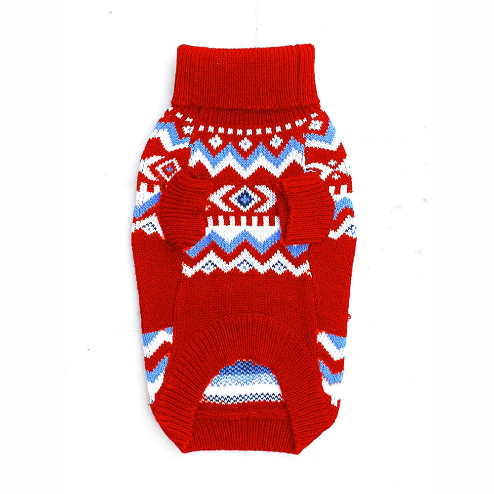 Dogobow Aztec Knit Sweater for Dogs and Cats (Red) (Get a Bow Free) image 7