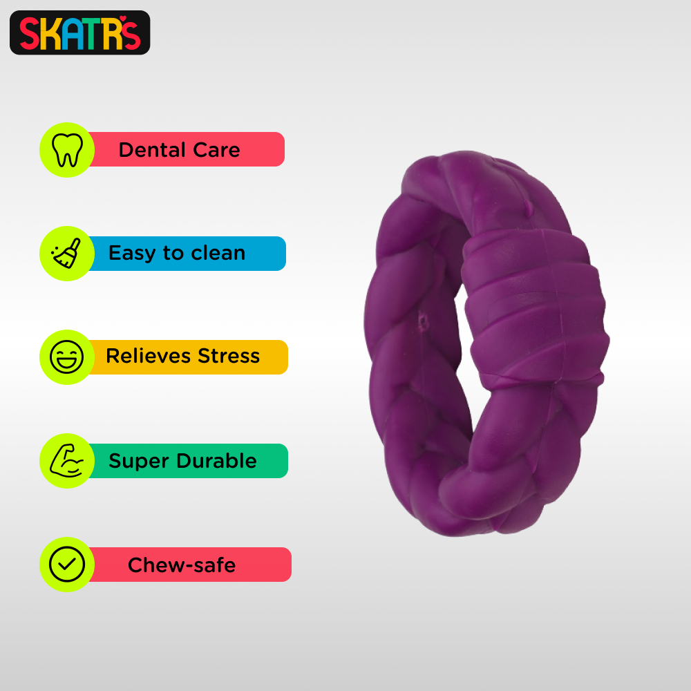 Skatrs Rubber Twisted Ring Toy for Dogs (Purple) image 3