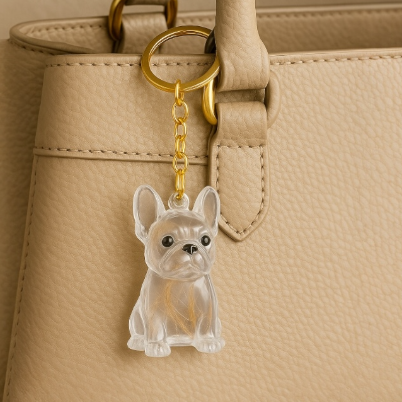 Talking Dog Club French Bulldog Hair Keepsake Capsule Key Chain image 2
