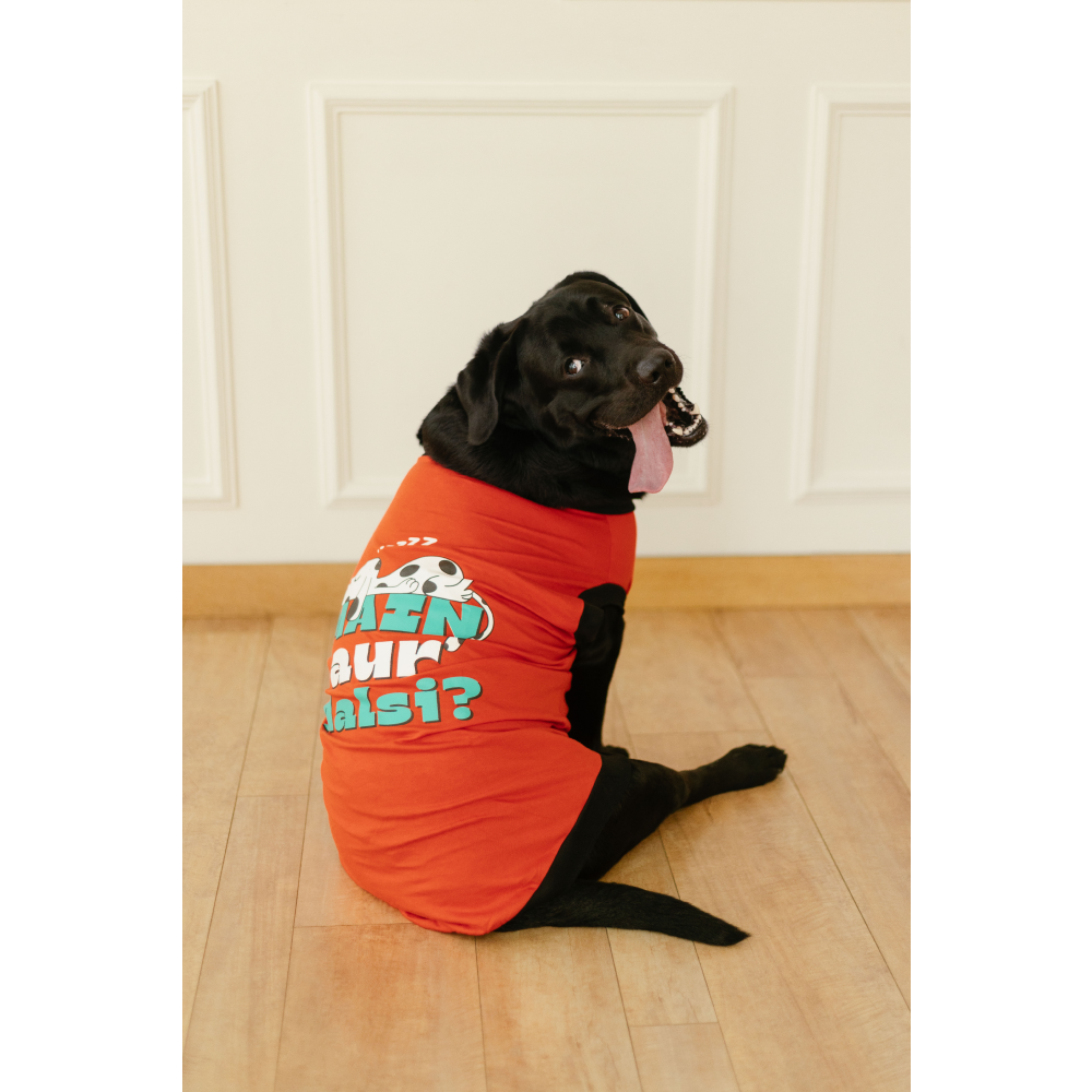 Pet Set Go Main Aur Aalsi T-shirt for Dog (Red) image 5
