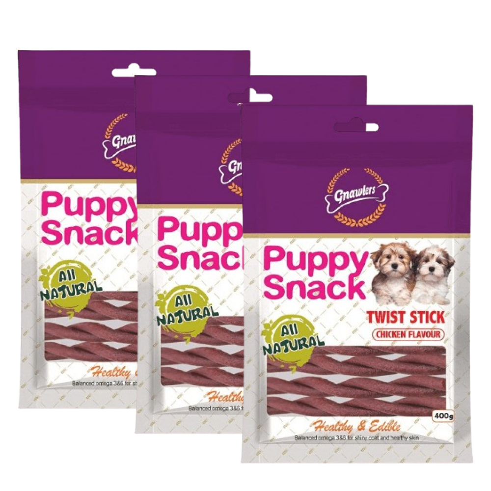 Gnawlers Puppy Snack Twist Stick Chicken Flavoured Dog Treats image 2