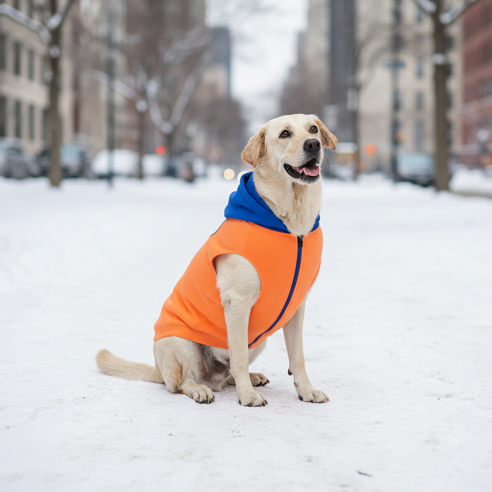 Skatrs Sunset Splash In-Style Hoodie For Dogs and Cats (Orange & Blue) image 9