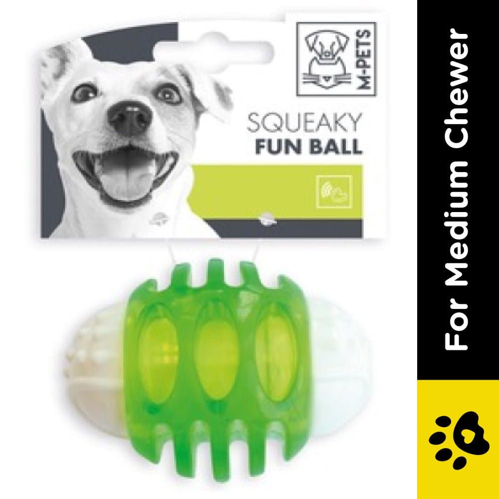 M Pets Squeaky Rugby Ball Toy for Dogs (Green) image 2
