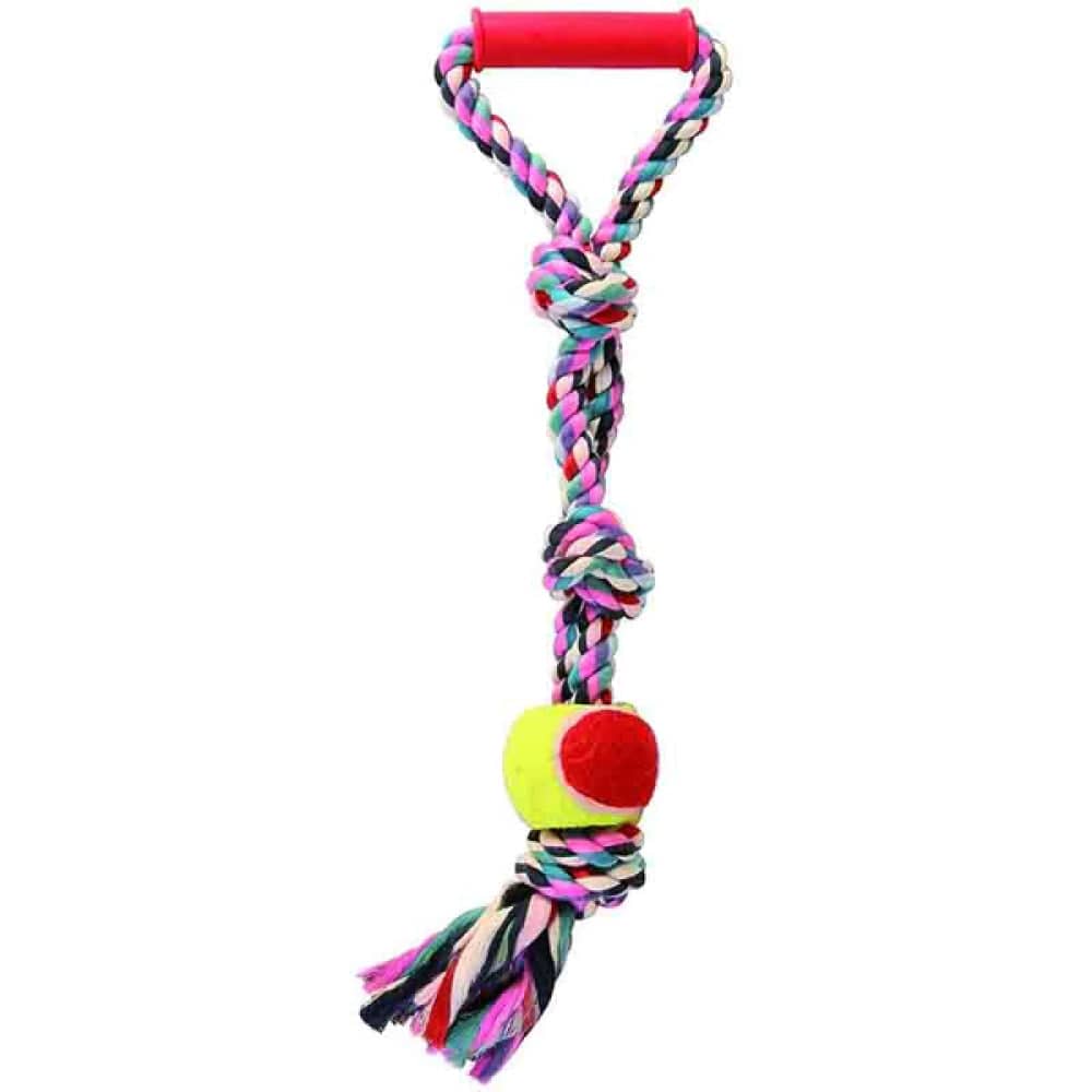 Trixie Playing Rope with Tennis Ball Toy for Dogs (Multicolor) image 3