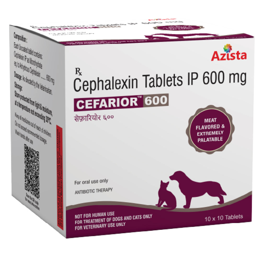 Azista Cefarior 600mg Tablets (Cephalexin) for Dogs & Cats
