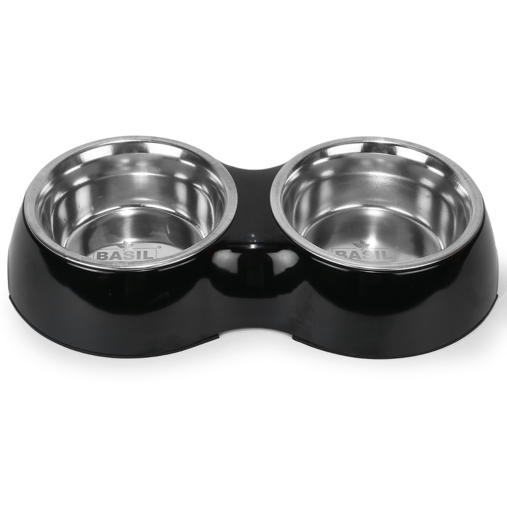 Basil Double Melamine Bowl Dinner Set for Dogs and Cats image 2
