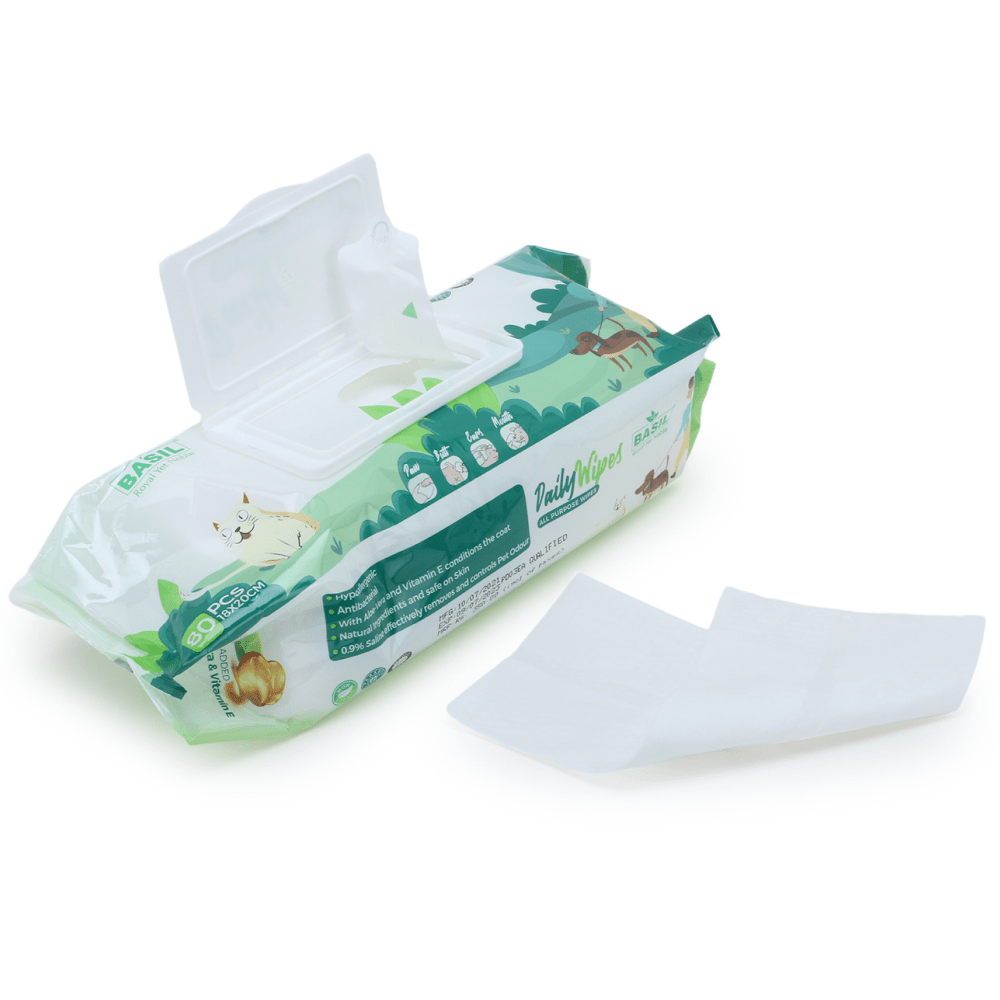 Basil All Purpose Wet Wipes for Dogs and Cats (18x20 cm) image 3