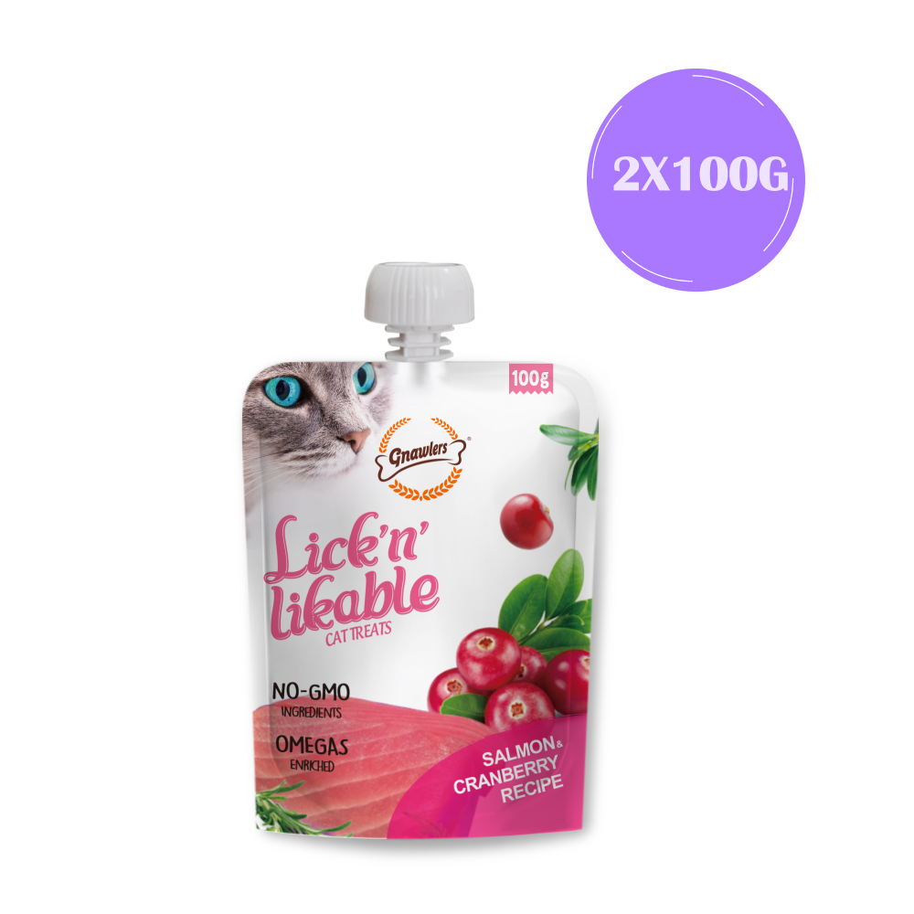 Gnawlers Salmon & Cranberry Lick n Likable Cat Treats image 2