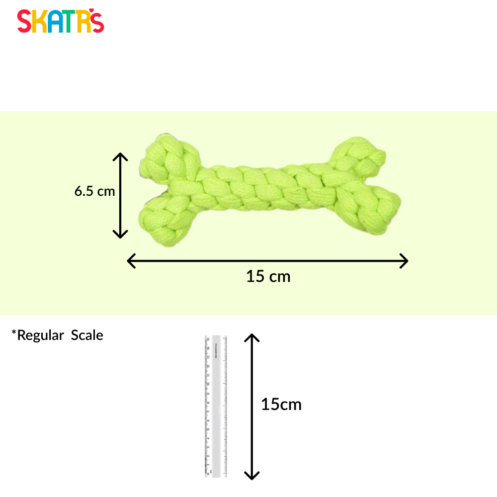 Skatrs Bone Shaped Rope Chew Toy for Dogs and Cats (Neon Green) image 4