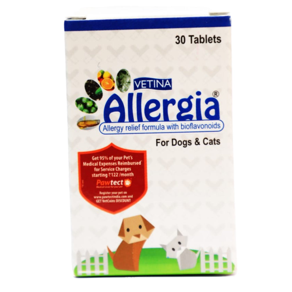 Vetina Allergia Tablet for Dogs and Cats (pack of 30 tablets) image 2