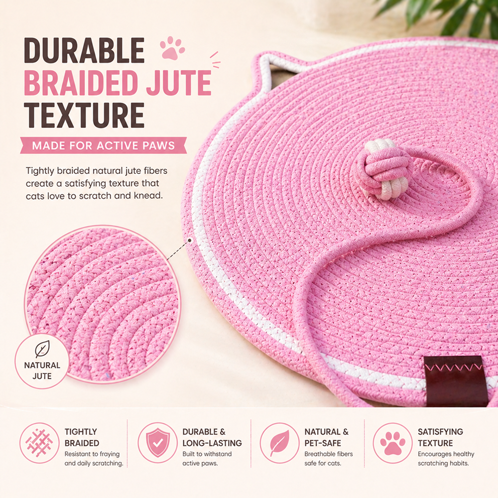 Talking Dog Club Rope Scratching Mat for Cats (Pink) image 4