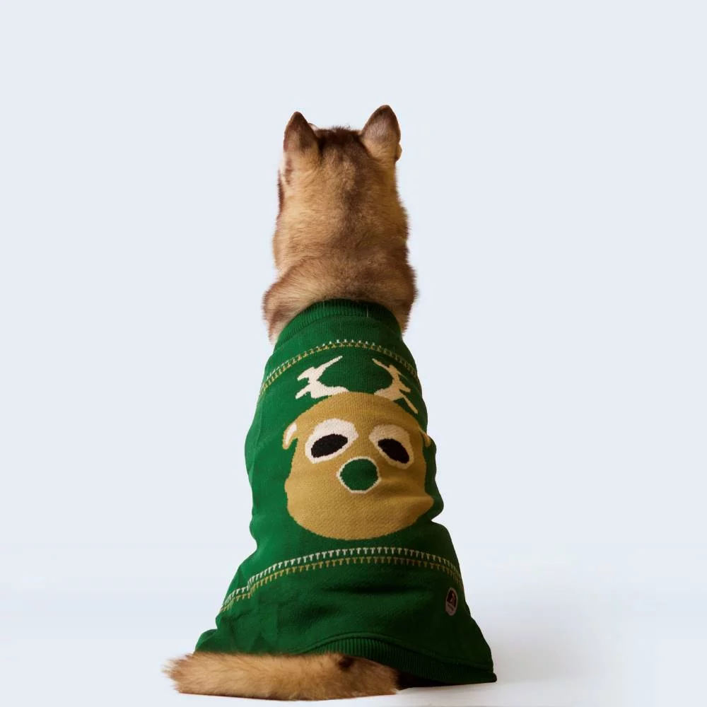Petsnugs Christmas Reindeer Sweater for Dogs and Cats (Dark Green) image 2