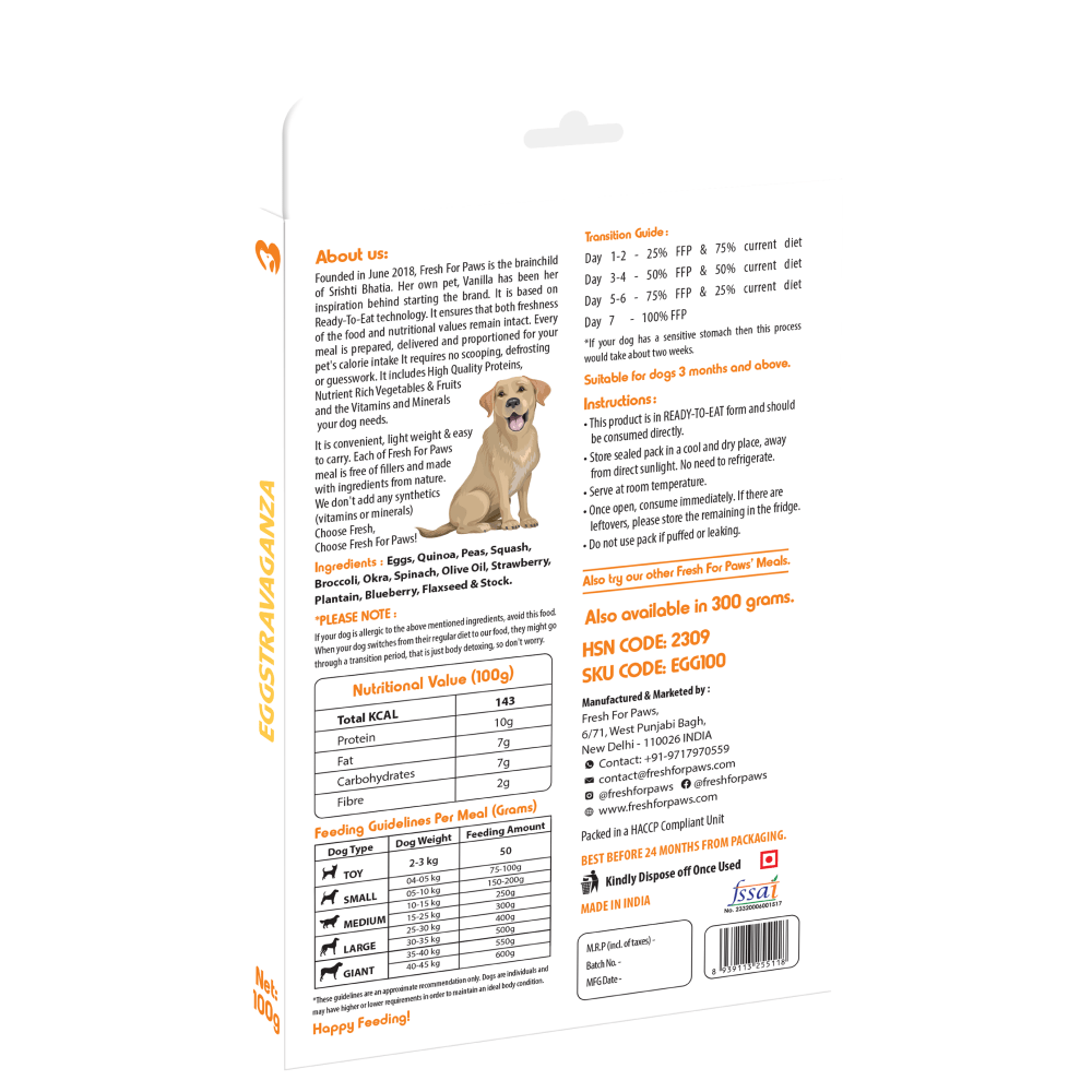 Fresh For Paws Eggstravaganza Dog Wet Food (100g) image 4