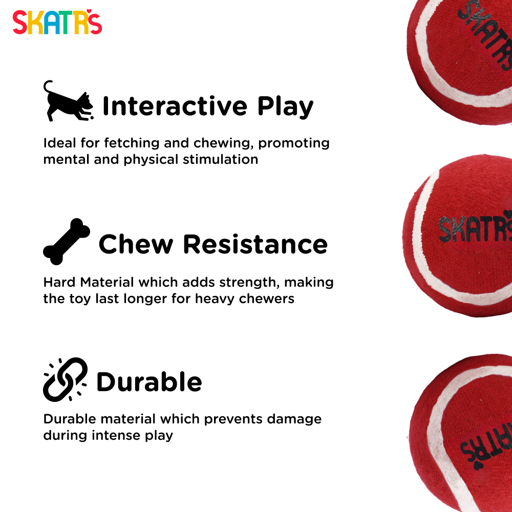 Skatrs Tennis Ball for Dogs (Red) image 3