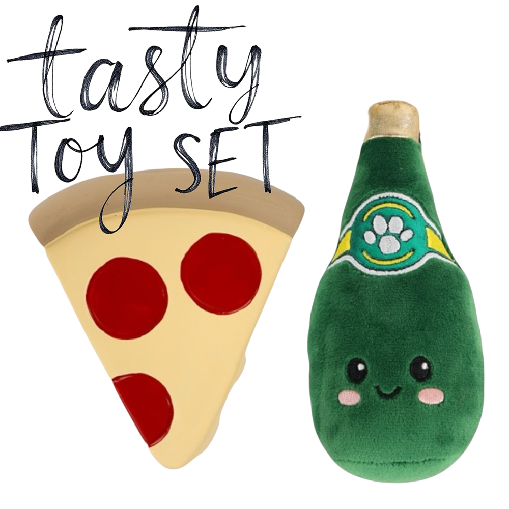 Talking Dog Club Pizza with Perrier Party Combo Plush Toy for Dogs (Red and Green) image 7