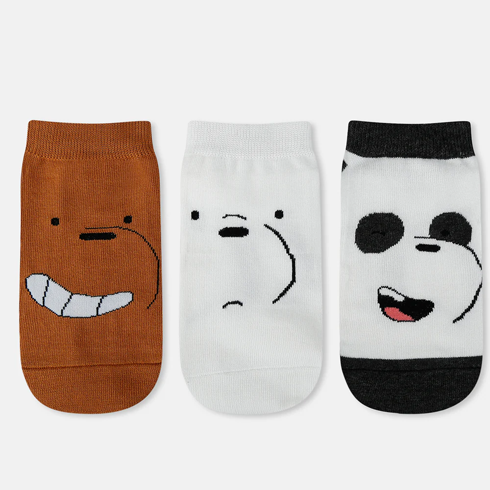 SocksXpress We Bare Bears Themed Ankle Socks for Women (Pack of 3) image 1