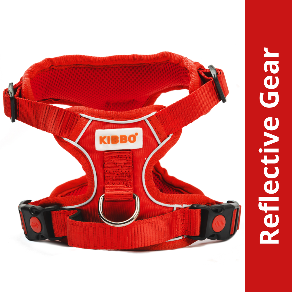 Kibbo Reflective Vest Harness with Dual Lock Buckle for Dogs (Red)