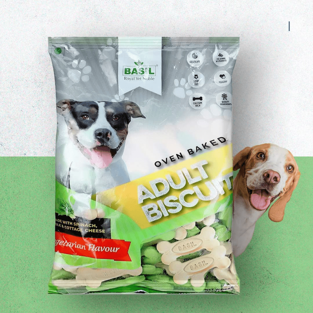 Basil Veg Bone Shaped Adult Dog Biscuits image 2