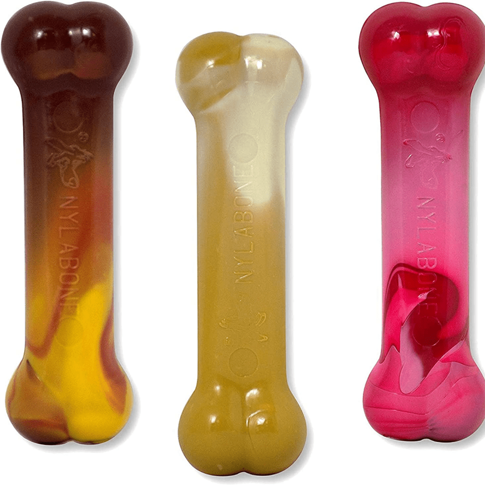 Nylabone Chili Cheese,Buttered Popcorn and Cherry Slushy Flavoured Triple Power Chew Frenzy Bone Toy for Dogs (Yellow, Brown, Beige, Red) image 2