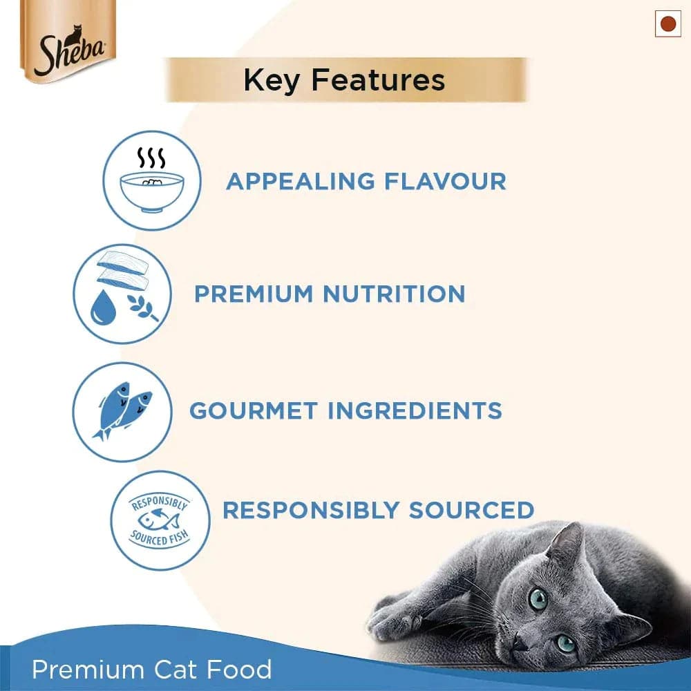 Sheba Skipjack Salmon Fish and Maguro Bream Fish Premium Cat Wet Food Combo image 10