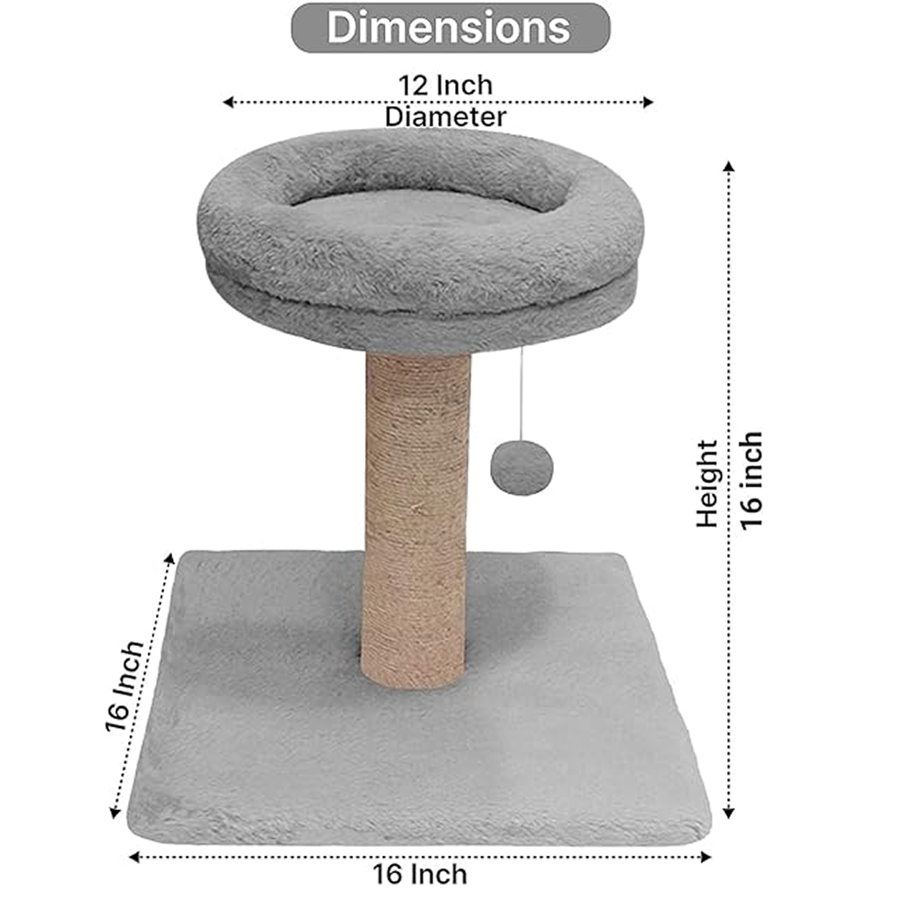 Furrlovers Fur Activity Cat Tree Scratching Post with Sisal Tower (Grey) image 4