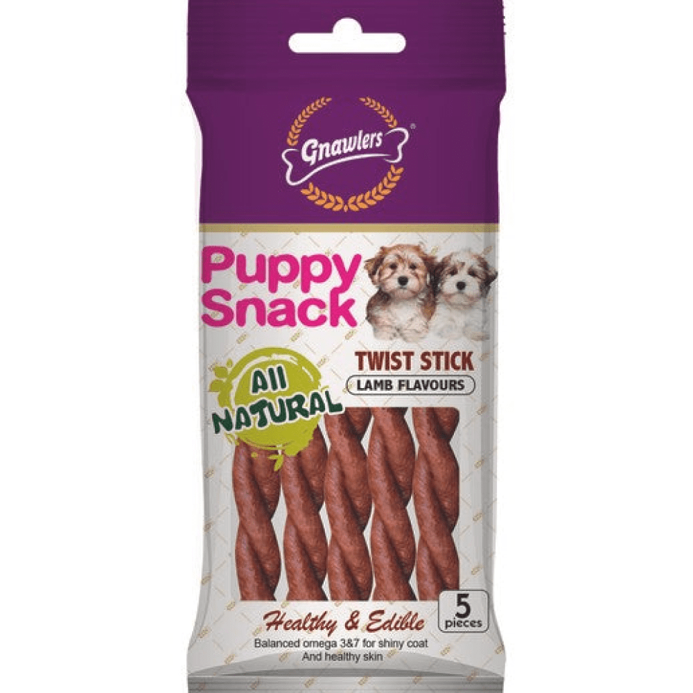 Gnawlers Puppy Snack Lamb Twist Stick, Kennel Kitchen Chicken Flaxseed Stick Dog Treats Combo image 2