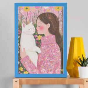 EverythingBoho Cat Mom Wall Art (Royal Blue)