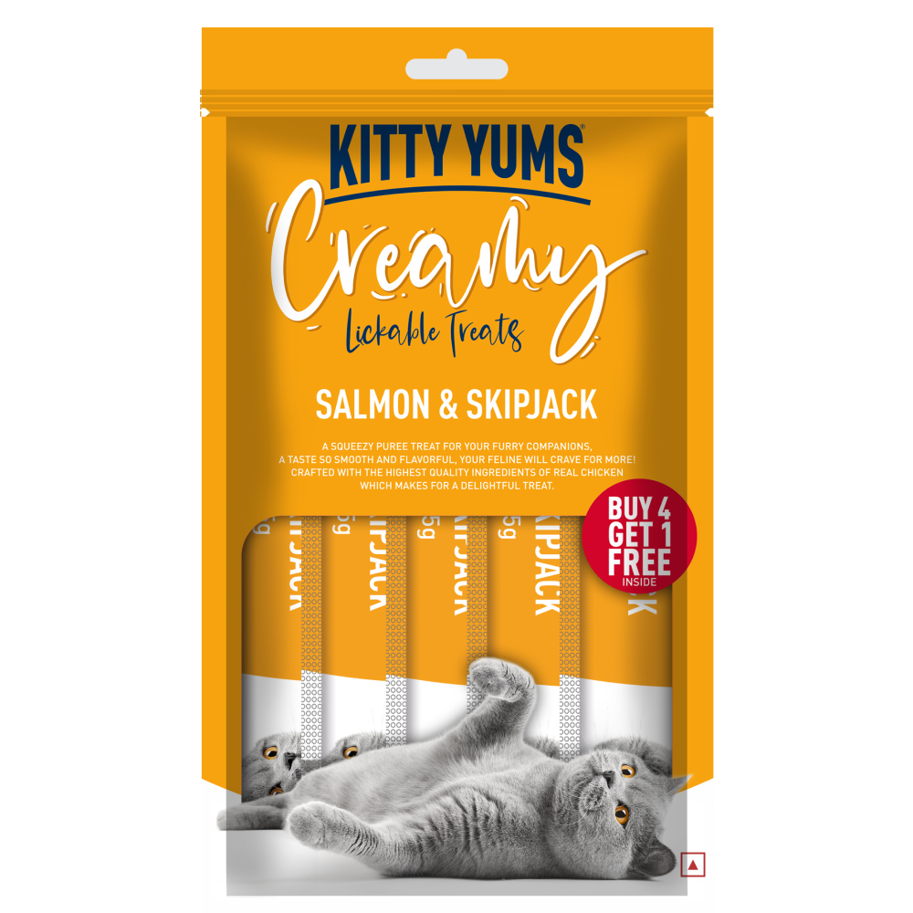 Kitty Yums Salmon & Skipjack and Crab & Chicken Creamy Cat Treats Combo image 2