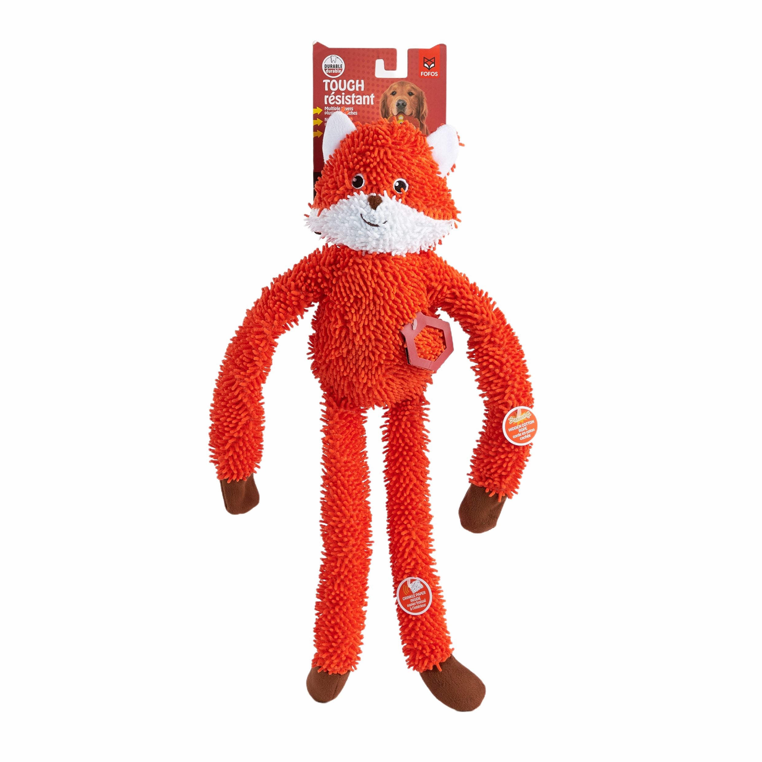 Fofos Fox Long Body Tough Plush Toy for Dogs image 1