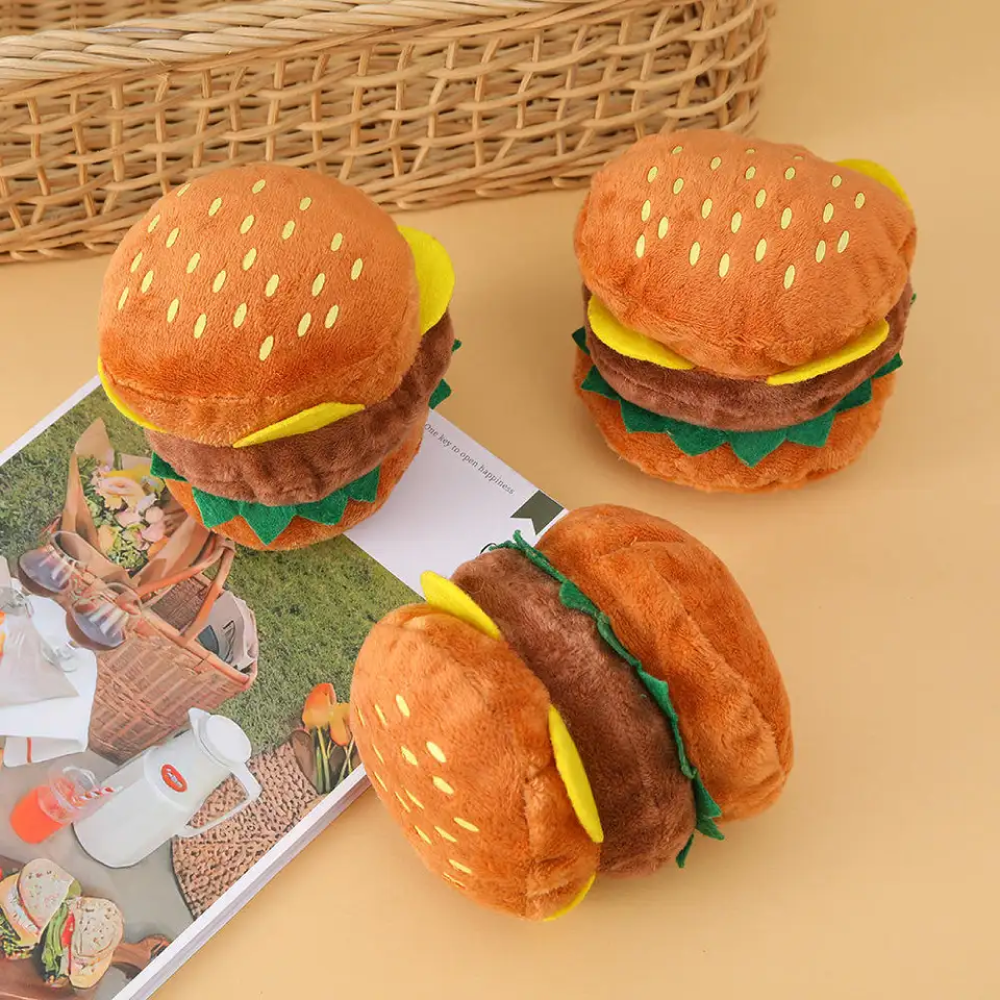 Talking Dog Club Ham Burger Plush Toy for Dogs (Brown) image 2
