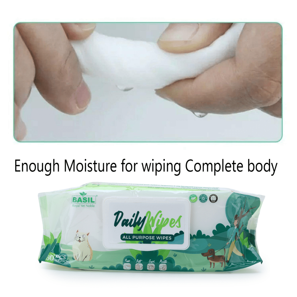 Basil All Purpose Wet Wipes for Dogs and Cats (18x20 cm) image 5