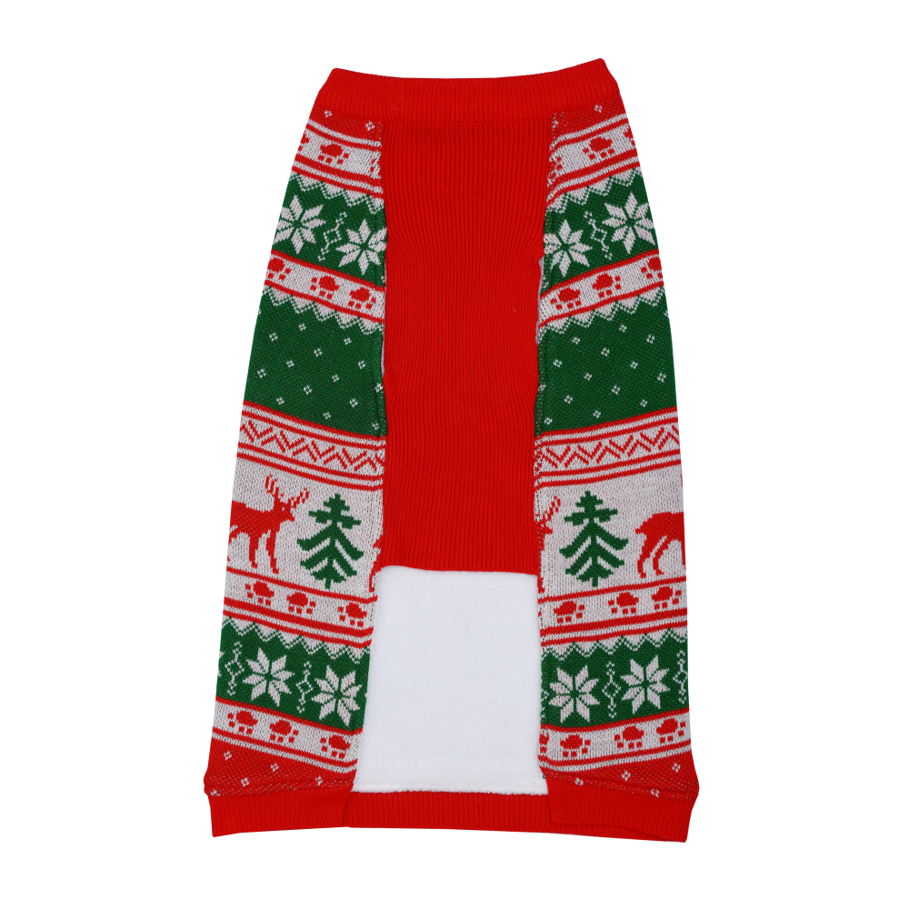Petsnugs Nordic Knit Sweater for Dogs and Cats (Red/White/Green) image 2