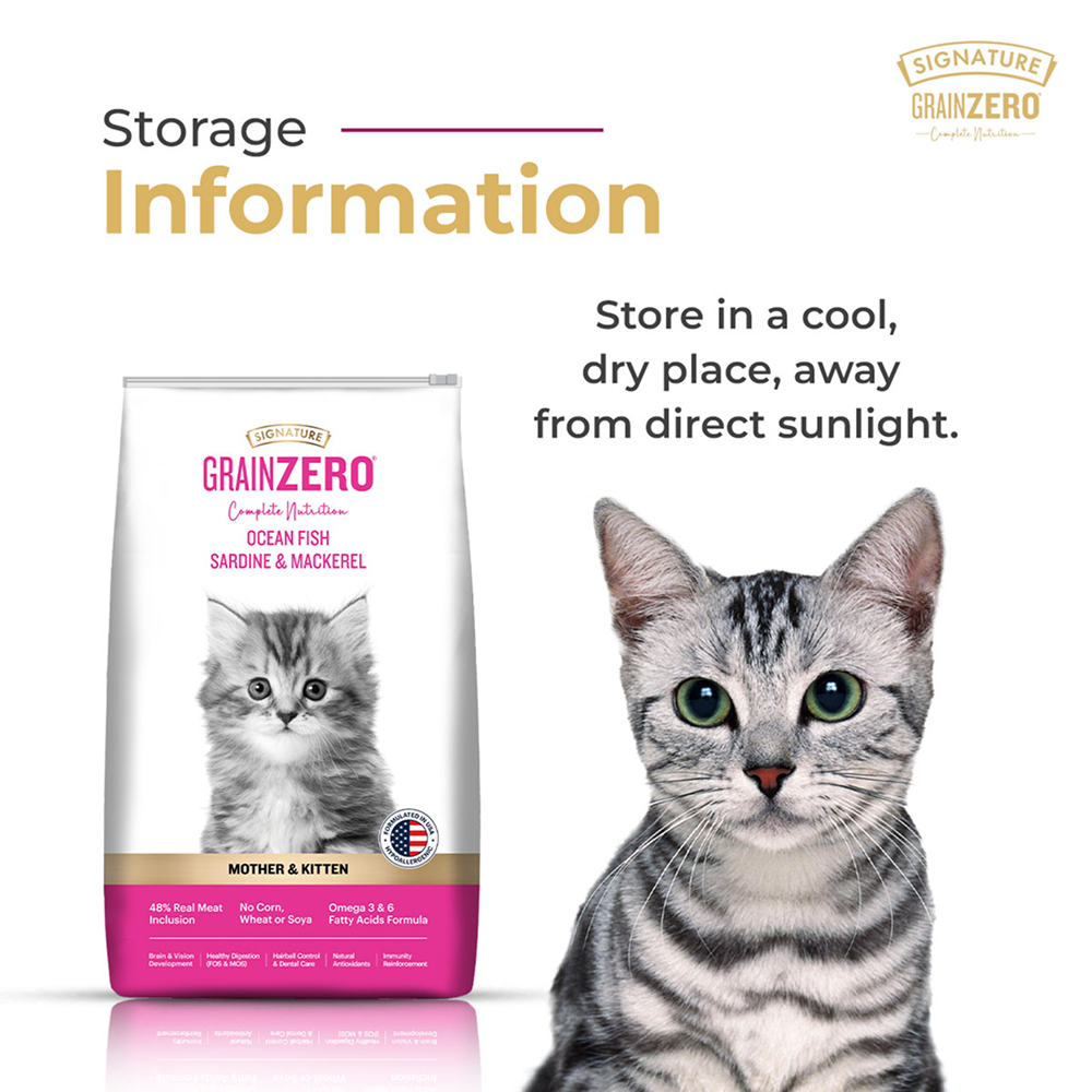 Signature Grain Zero Ocean Fish, Sardine and Mackerel Mother and Kitten Cat Dry Food image 9