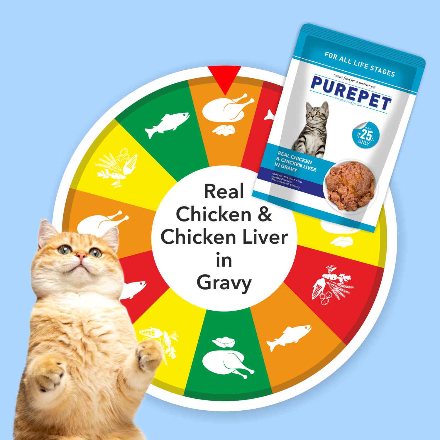 Purepet Real Chicken & Chicken Liver in Gravy Cat Wet Food image 4