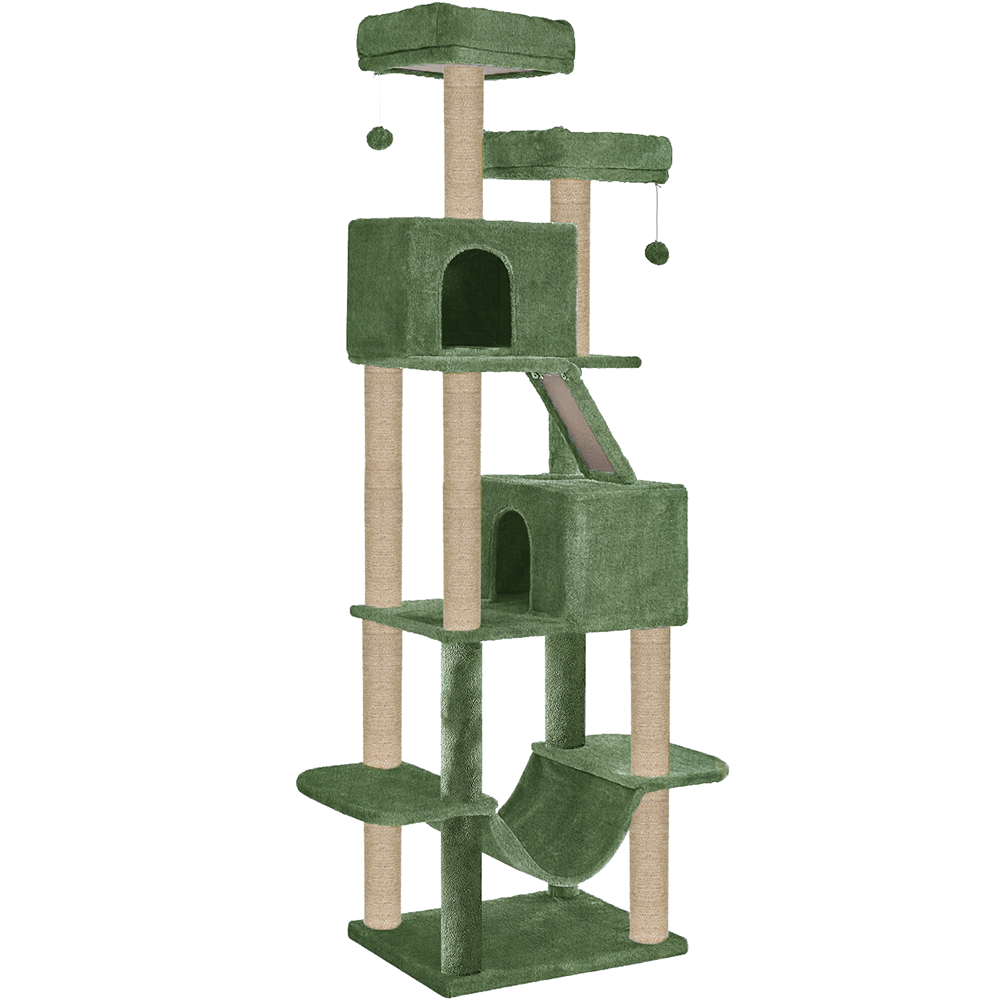Furrlovers Multi Storey Cat Tree with Hammock, Condo & Sisal Scratching Posts (Green)