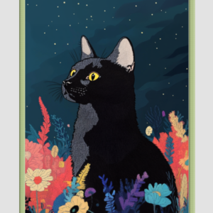 EverythingBoho The Black Cat Artistic Framed Art (Olive Green)