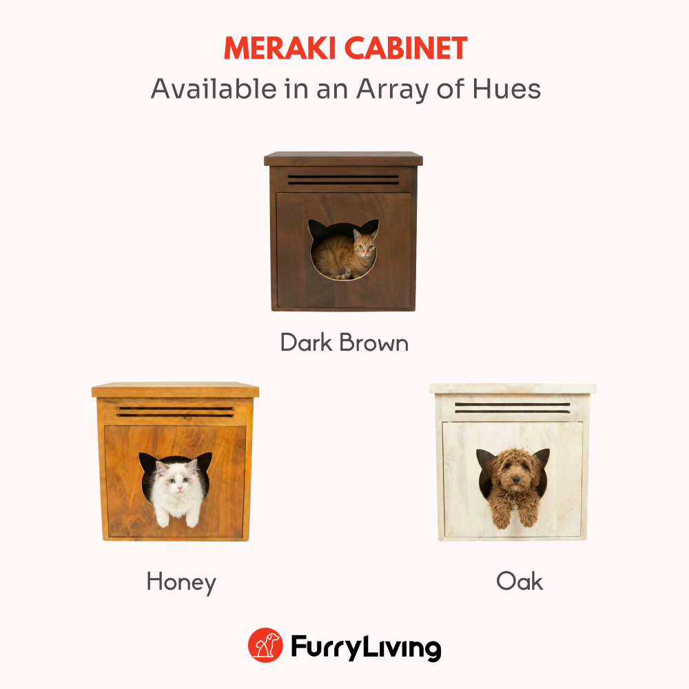 FurryLiving Meraki Cabinet with Cushion for Small Dogs and Cats (Oak/Brown Cushion) image 7