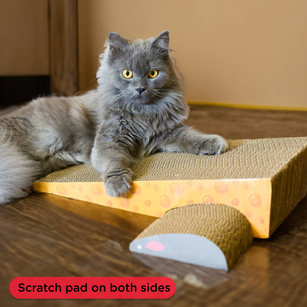 Skatrs Feline Fortress Two Tier Cat Tree with Sisal Post and Say Cheese Cat Scratcher with 2g Premium Catnip Combo image 7