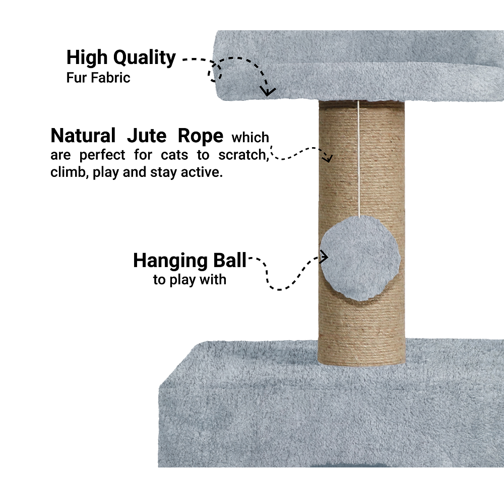Furrlovers Soft Fur Condo Cat Tree with Sisal/Jute Scratching Post & Hanging Ball image 8