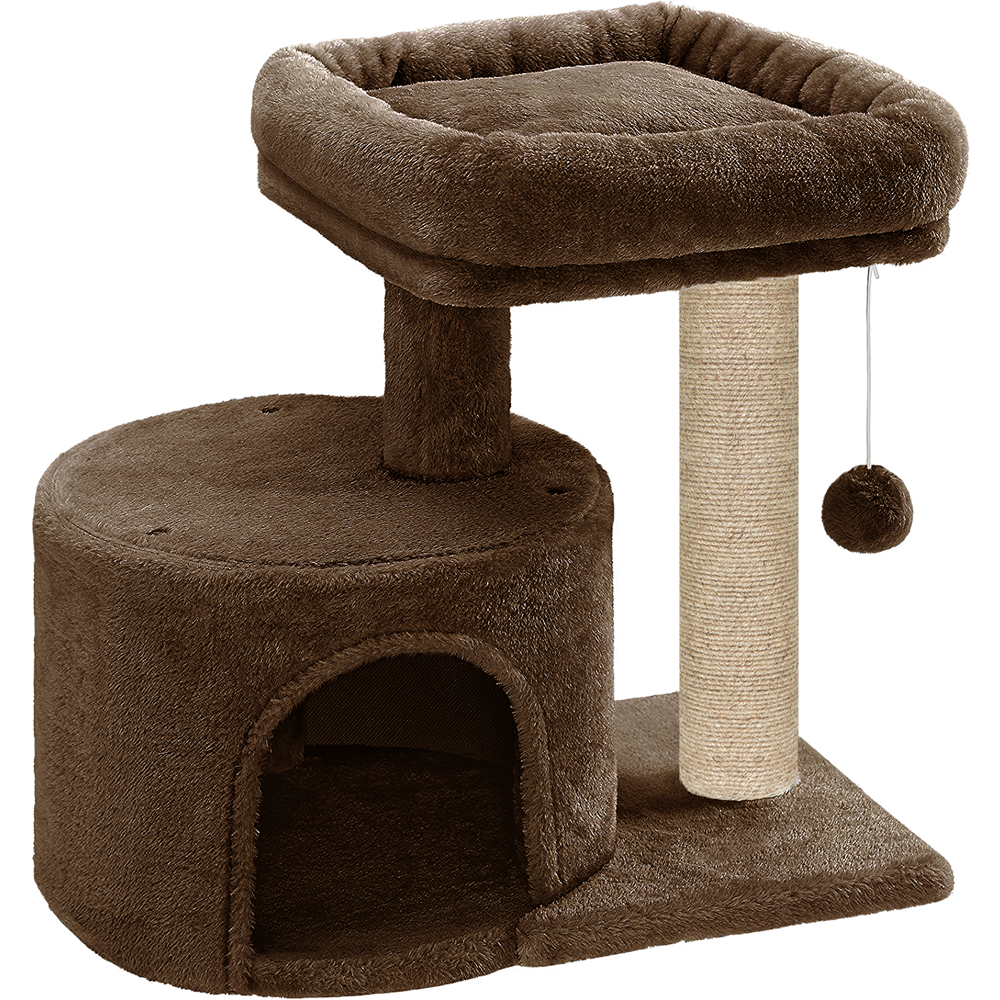 Furrlovers Tree with Scratching Post Condo and Toy Ball for Cats (Brown)