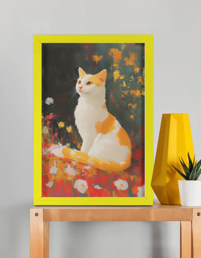 EverythingBoho The Farsighted Cat Wall Art (Yellow) image 1