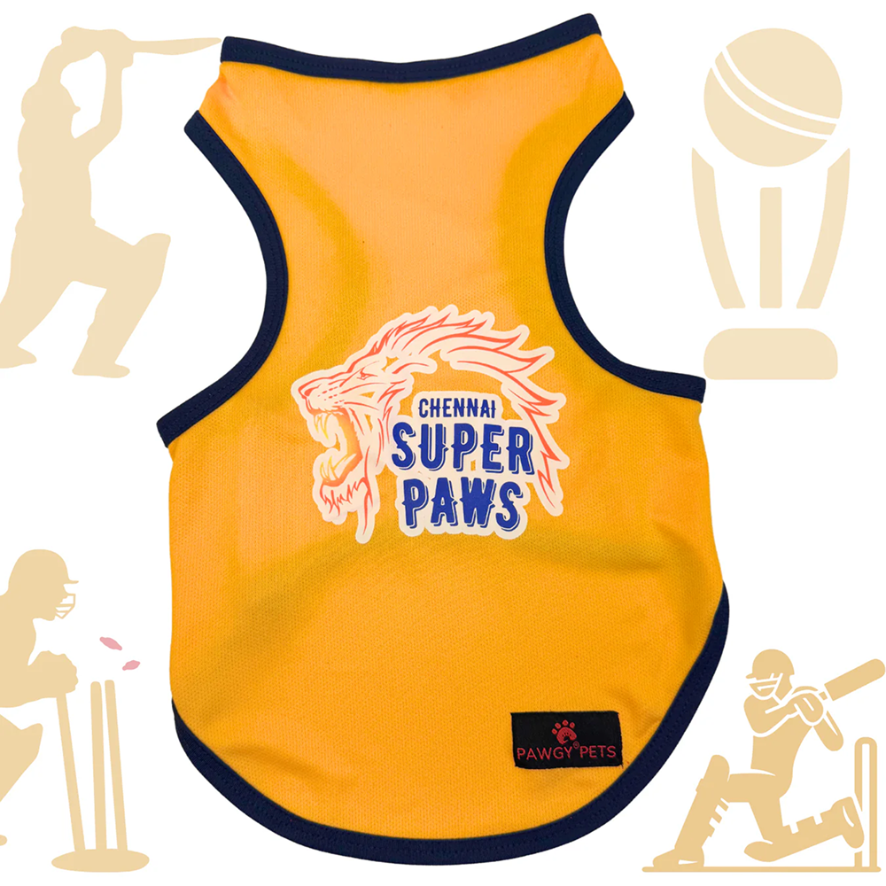 Chennai Supaw Kings ipl Jersey for Dogs and Cats | Indian Pet League