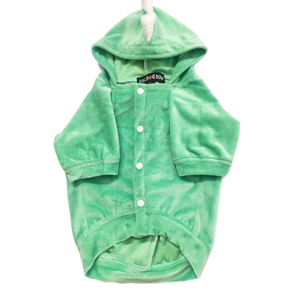 Dogobow The Good Dino Hoodie for Dogs and Cats (Teal Green/White) (Get a Bow Free) image 6