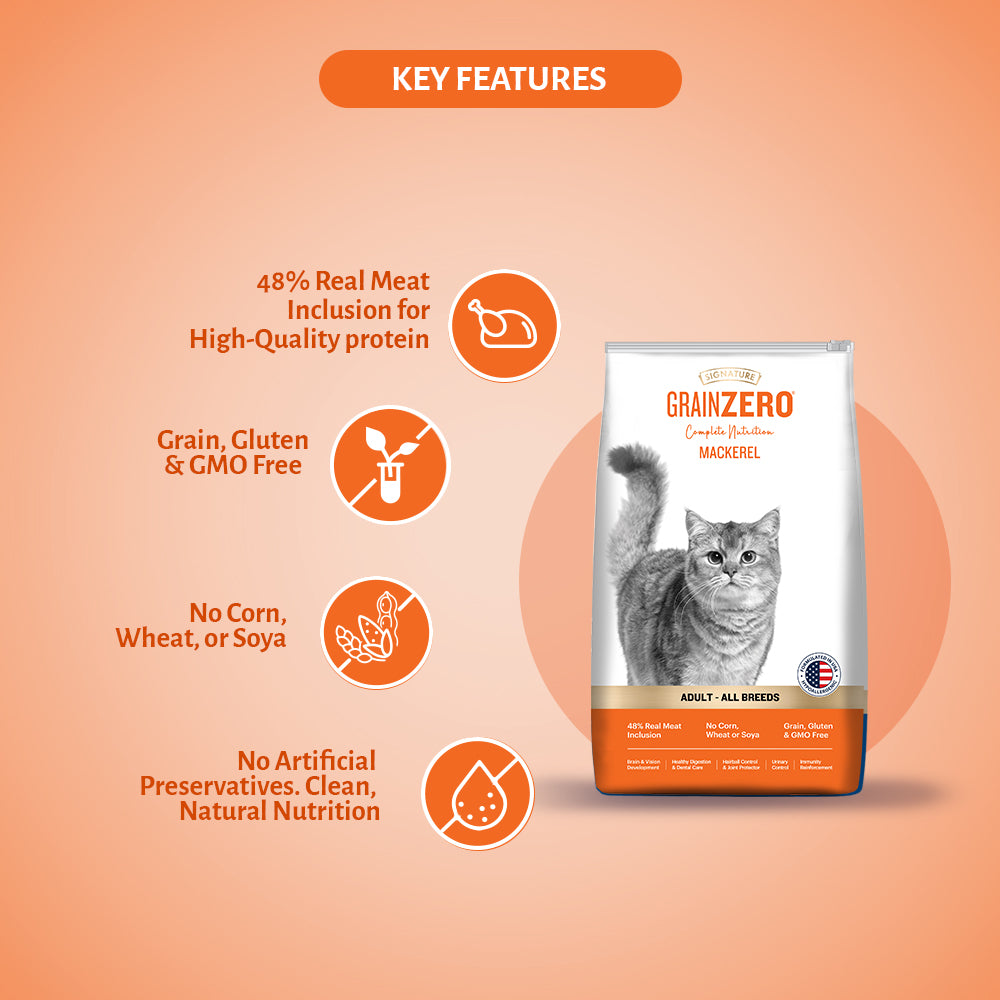 Signature Grain Zero Mackerel Adult Cat Dry Food For All Breed image 2