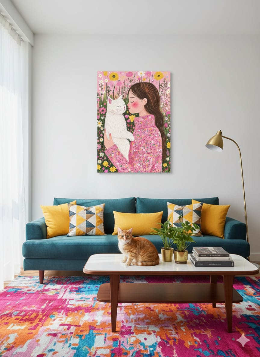 EverythingBoho Cat Mom Wall Art (Olive Green) image 2