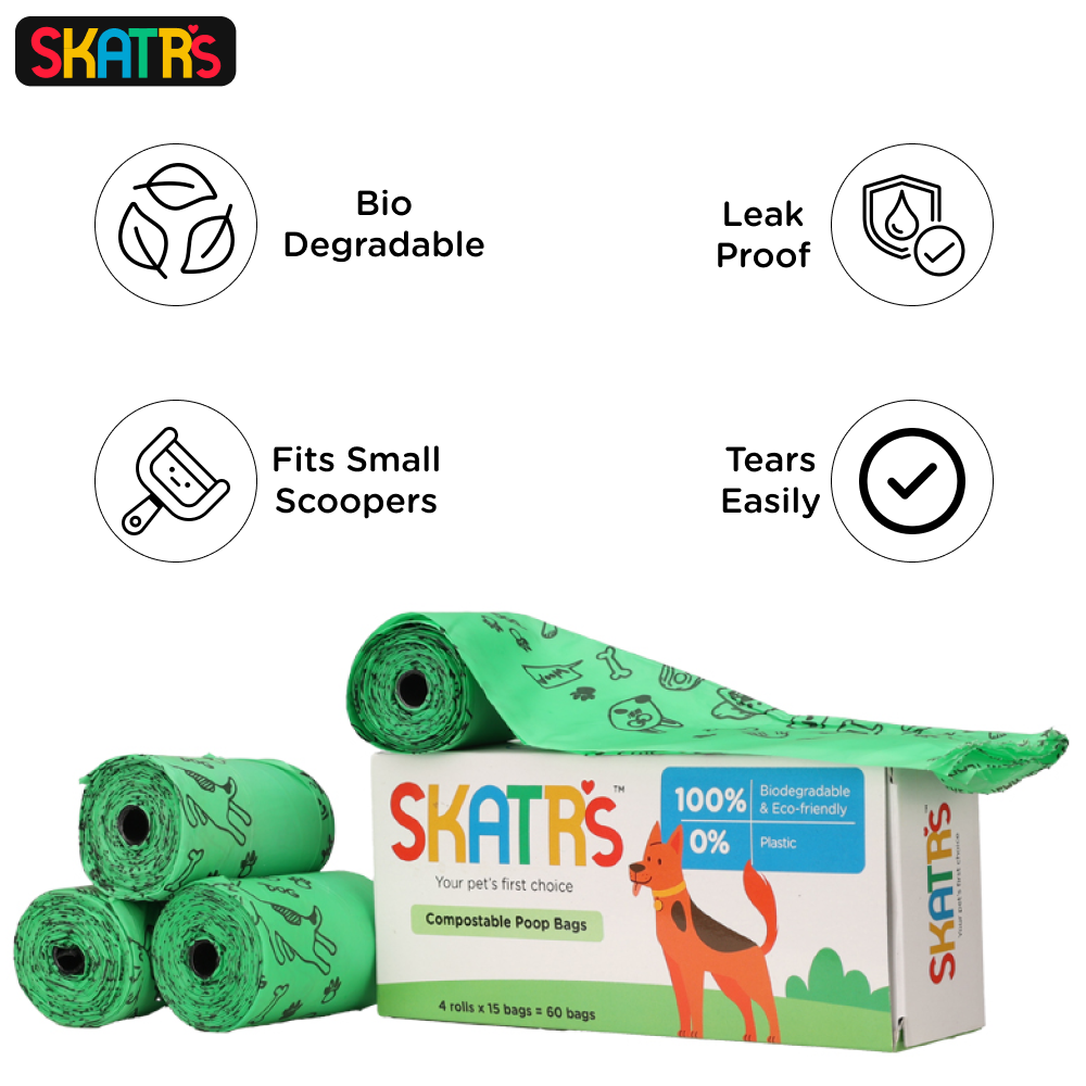Skatrs Litter Scooper and Compostable Poop Bags for Dogs and Cats Combo image 6
